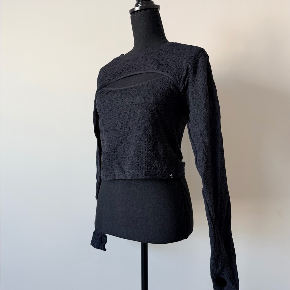 JoyLab SET Black Textured Crop Top